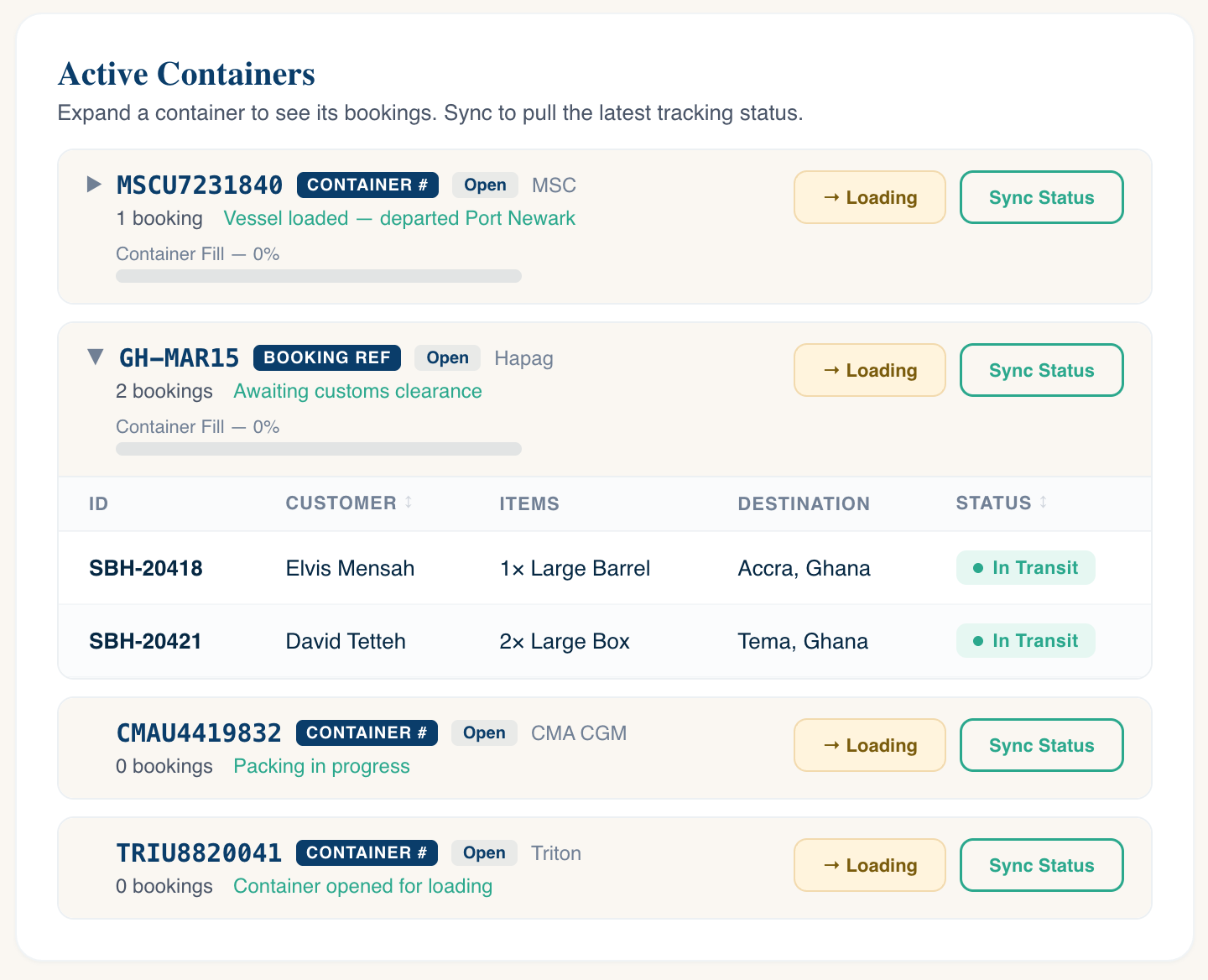 Container tracking