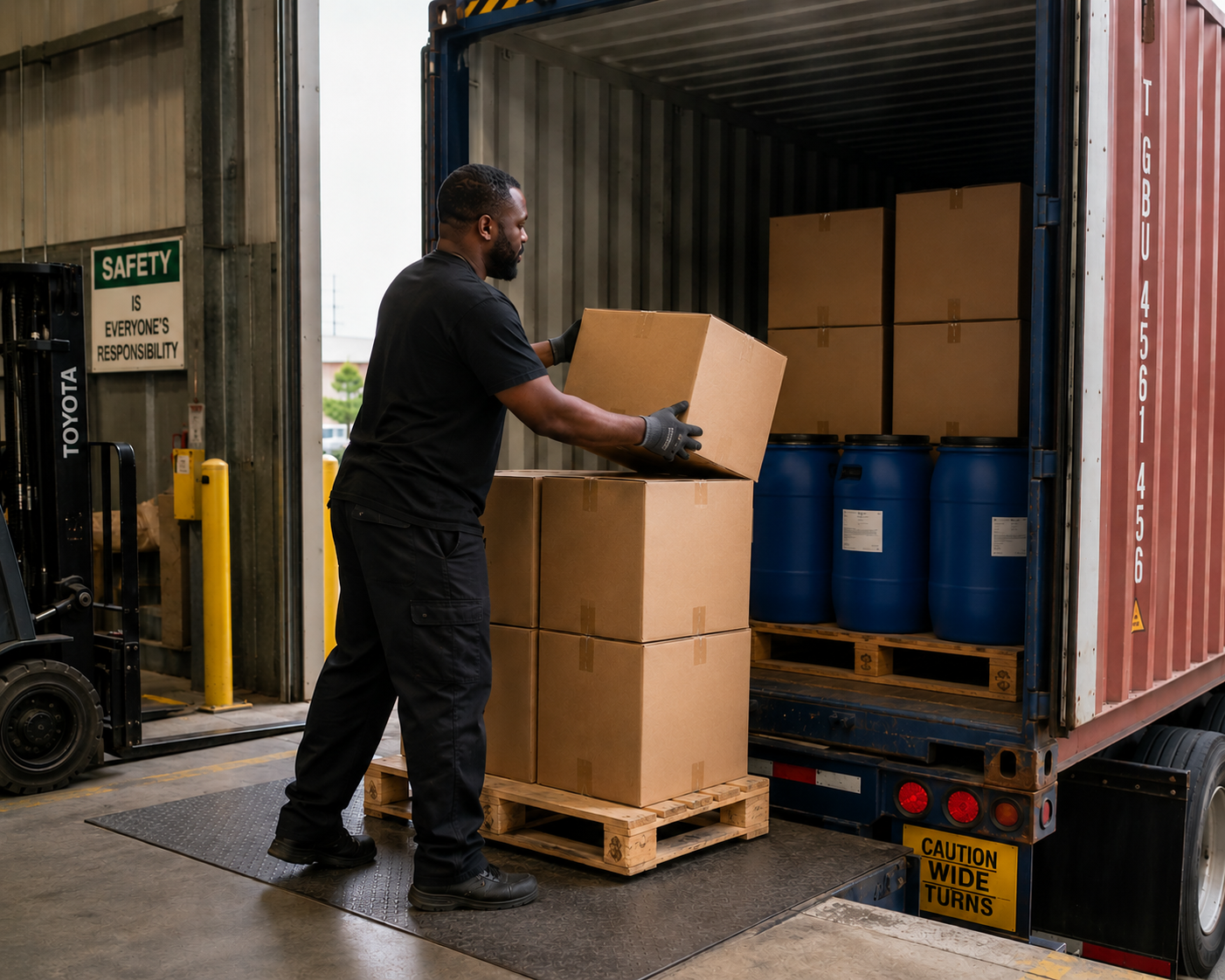 Shipper loading container
